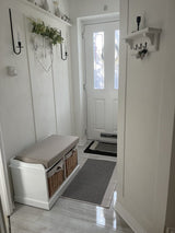 Fyfield Hallway Shoe Storage Bench in White with Cushion - Laura James 