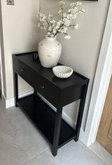 Charlie Two Drawer Console Table in Noir Black

