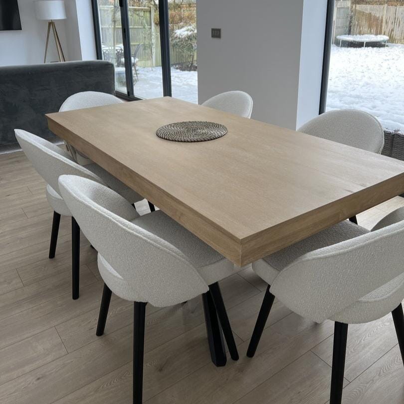 Marilyn Boucle Dining Chairs with Black Legs Set of Laura James