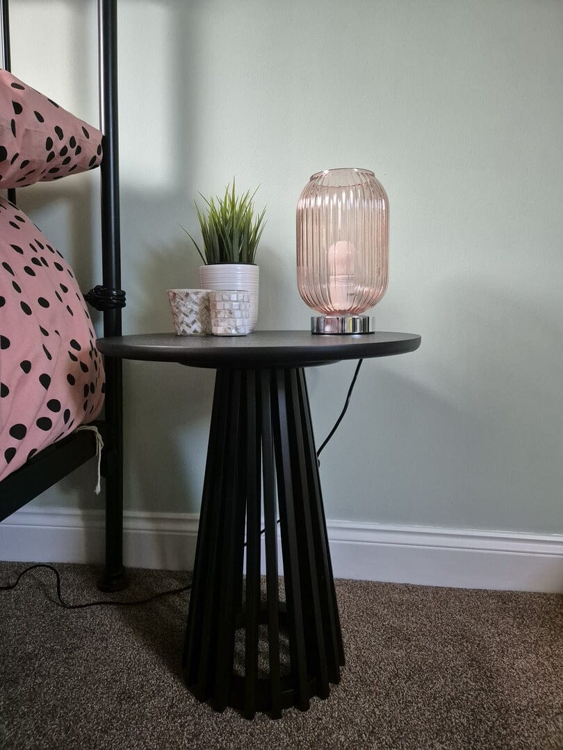 Elland 22.5cm Glass Table Lamp Blush Pink Chrome