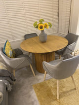 Freya Grey Dining Room Armchair - Whitewash Oak Legs - Laura James