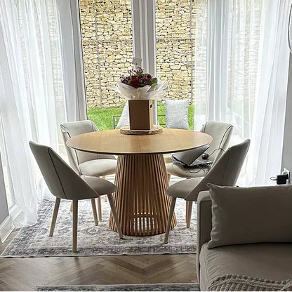 Willow Pale Oak  Dining Table Set - 4 Seater - Freya Sand Dining Chairs - Whitewash Legs - Laura James 