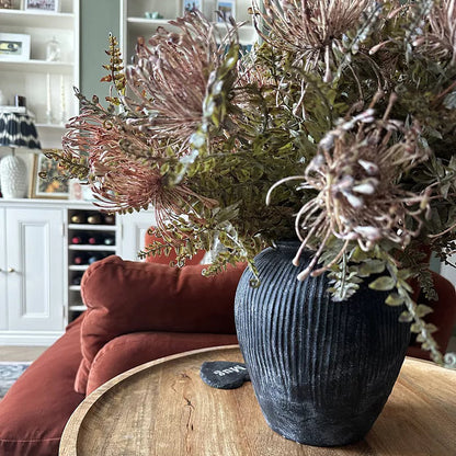 Anze 20cm Terracotta Vase - Rustic Black - Laura James 