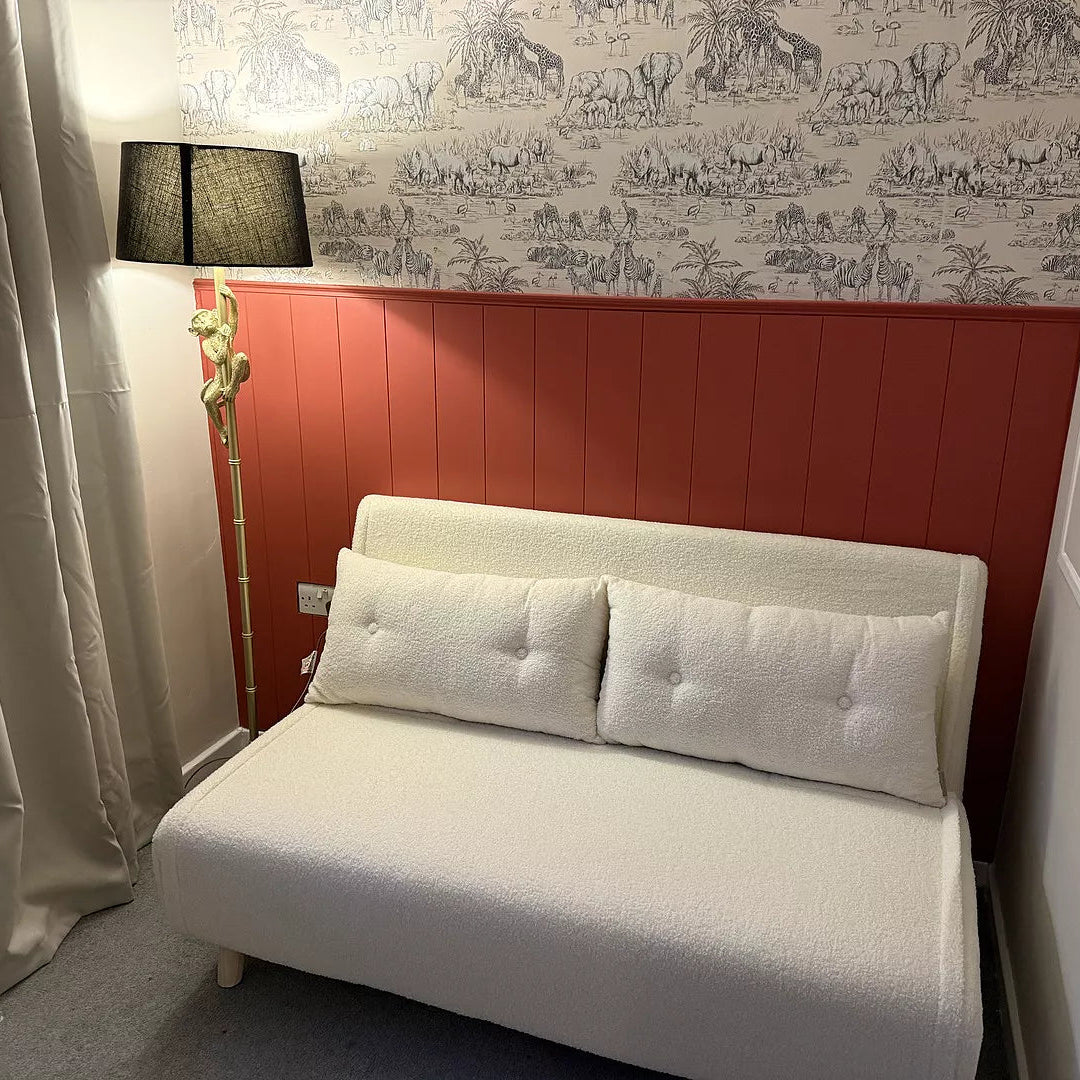 Una 2 Seater Double Sofa Bed - White Teddy - Laura James 