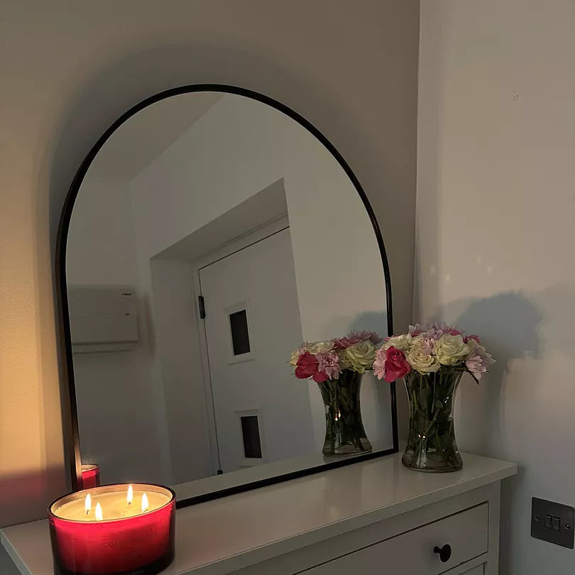 Ingham 70x70cm Metal Arch Mirror - Black - Laura James 