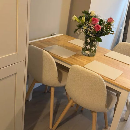 Ellis Light Beige Boucle Dining Chairs - Set of 2 - Whitewash Oak Legs - Laura James 