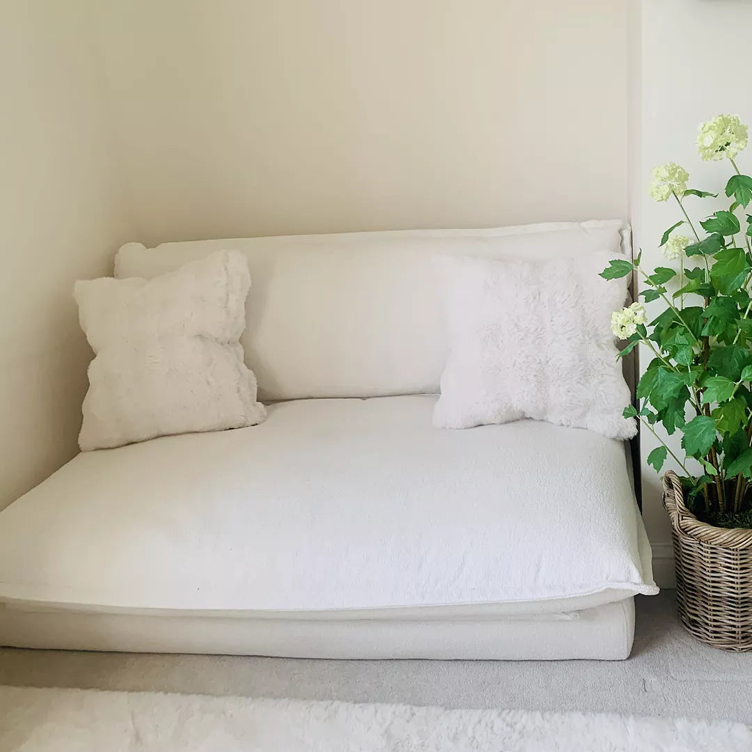 Harlow 2 Seater Double Sofa Bed - Chalk White Boucle - Laura James 