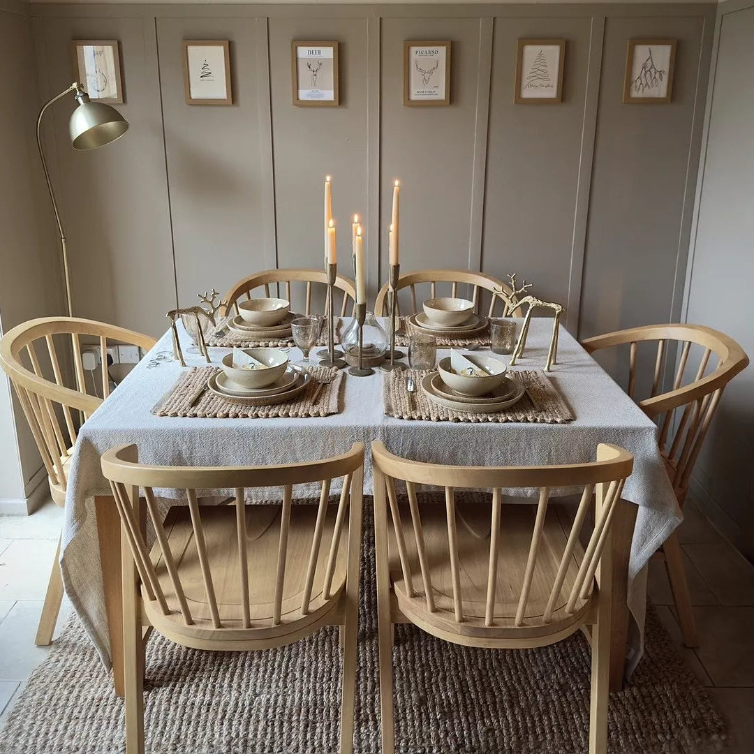 Mabel Pale Oak Wooden Spindle Dining Chairs - Set of 2 - Laura James 