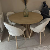 Willow Whitewash Round 4 Seater with Marilyn Boucle Dining Chairs with Whitewash Legs - Laura James 