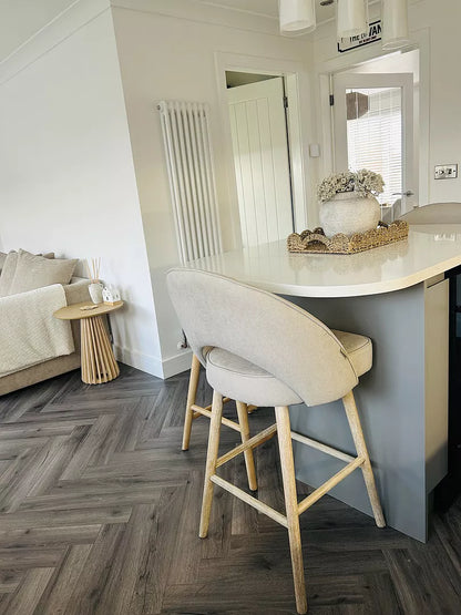 Marilyn Soft Beige Bar Stool - Whitewash Oak Legs