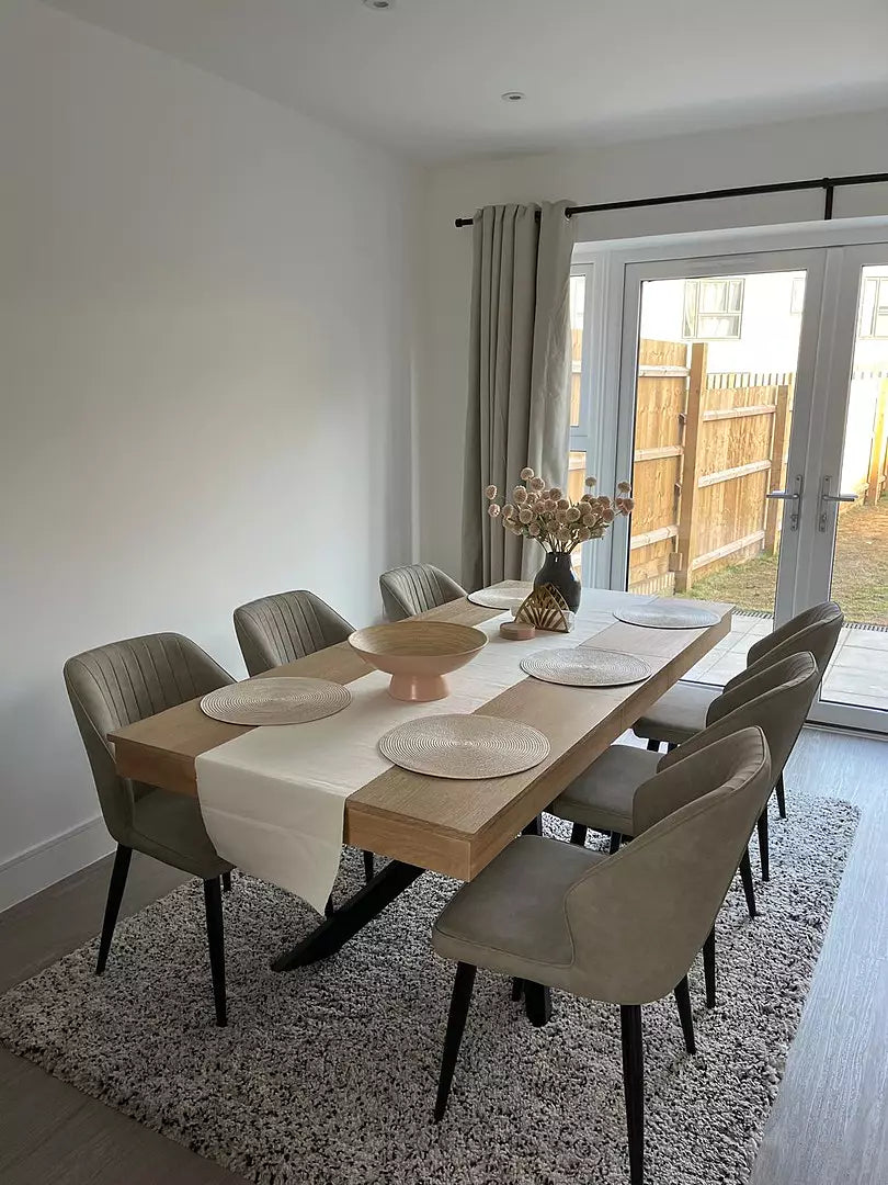 Amelia Whitewash Wood Dining Table Extendable Black Legs