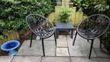 Raquel Black Plastic Garden Chairs - Set of 2