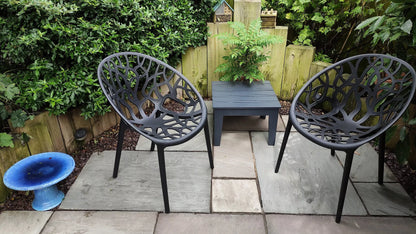 Raquel Black Plastic Garden Chairs - Set of 2