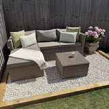 Weston 4 Seater Rattan Garden Corner Sofa Set - Natural Weave - Laura James 
