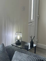 Elland 22.5cm Glass Table Lamp - Smoked & Black - Laura James 