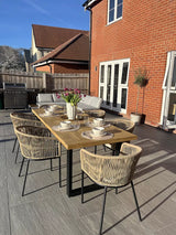 Hali 6 Seater Wooden Outdoor Dining Set with Hali Natural Chairs - 235cm - Laura James 