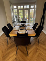Amelia Pale Oak Wood Dining Table - Extendable - Black Legs - Laura James 