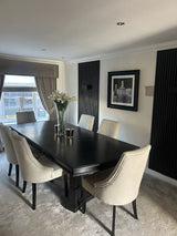 Nadine Marl Taupe Dining Chairs - Set of 2 - Black Legs - Laura James 