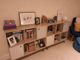 Anderson Cube Storage Unit - Oak Effect with Grey Cupboards - Laura James