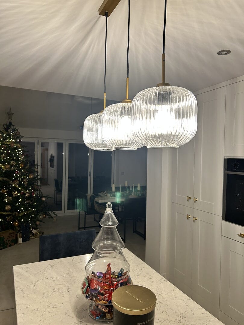 Elland 20cm Triple Glass Pendant Lights Gold