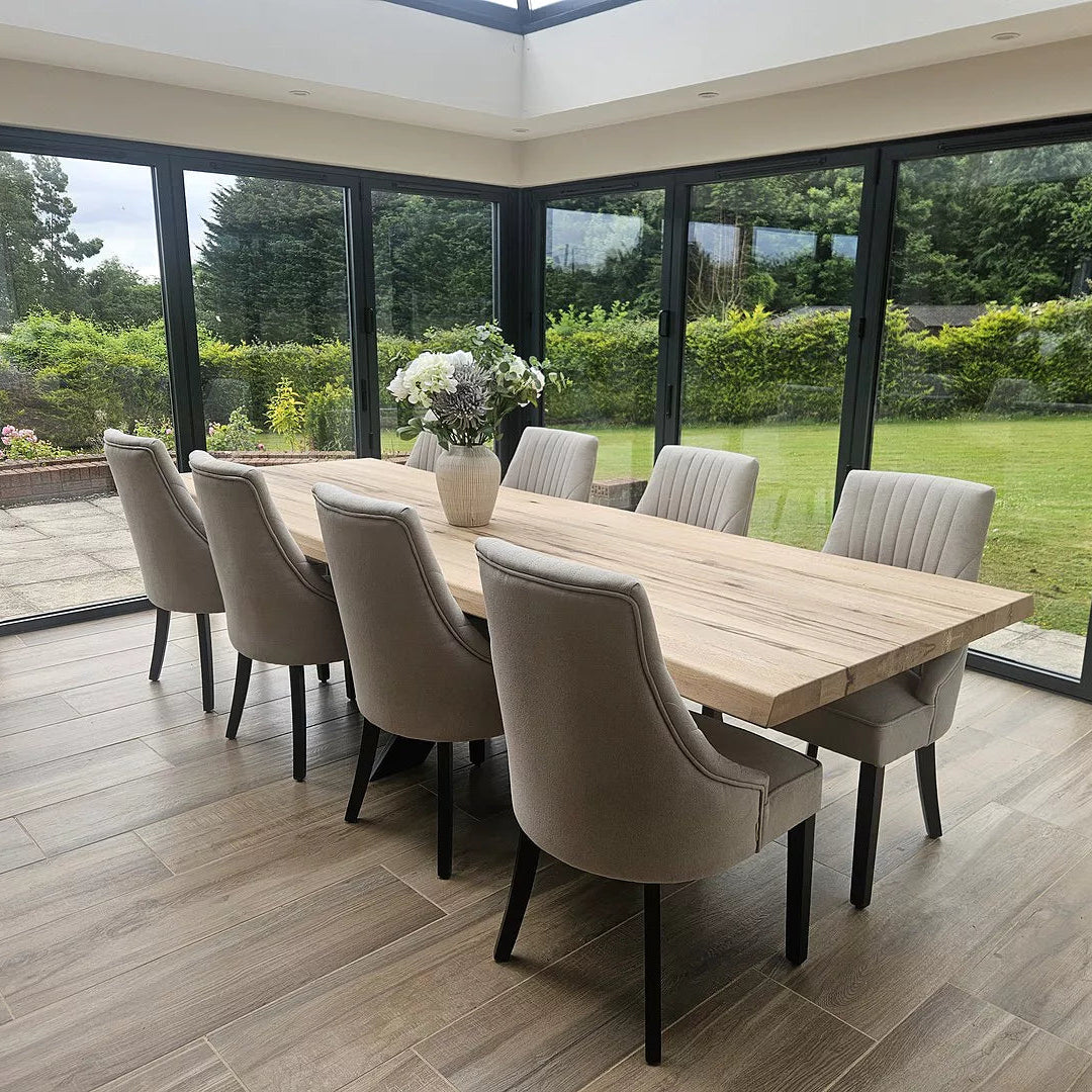 Nadine Dining Chairs Set Of Soft beige with Black legs