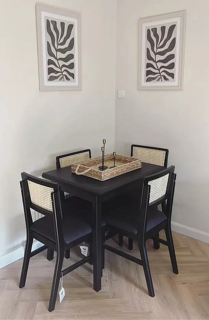 Charlie Black Oak Dining Table Set  - Extendable - 4 Seater - Charlie Dining Chairs