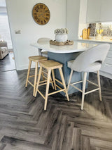 Marilyn Soft Beige Bar Stool - Whitewash Oak Legs