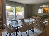 Atlas Mangowood Dining Table - 6 Seater - Boucle Chairs with Black Leg - Laura James