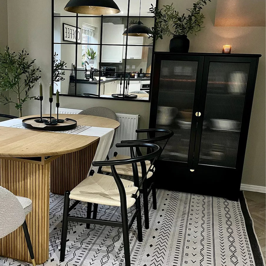 Lua Tall Cabinet in Noir Black with Fluted Glass - Laura James 