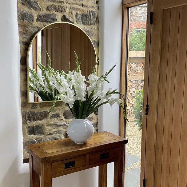 Ingham 70x70cm Metal Arch Mirror - Gold - Laura James 