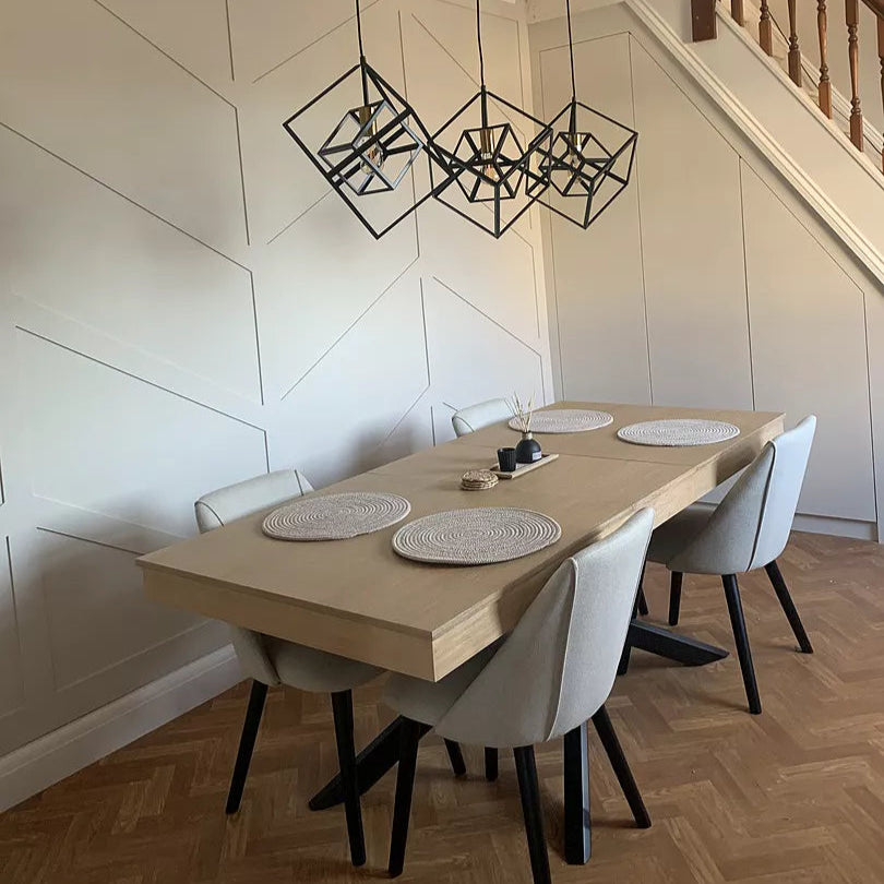 Amelia Whitewash Wood Dining Table - Extendable - Black Legs - Laura James 