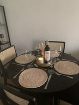 Charlie Black Dining Table Set - Round Drop Leaf - 4 Seater - Charlie Dining Chairs - Laura James