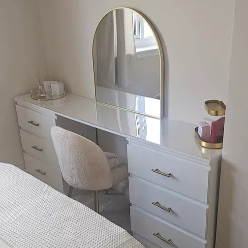 Ingham 70x70cm Metal Arch Mirror - Gold - Laura James 