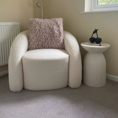 Zaliki Concrete Round Side Table - Pearl Terrazzo - Laura James 