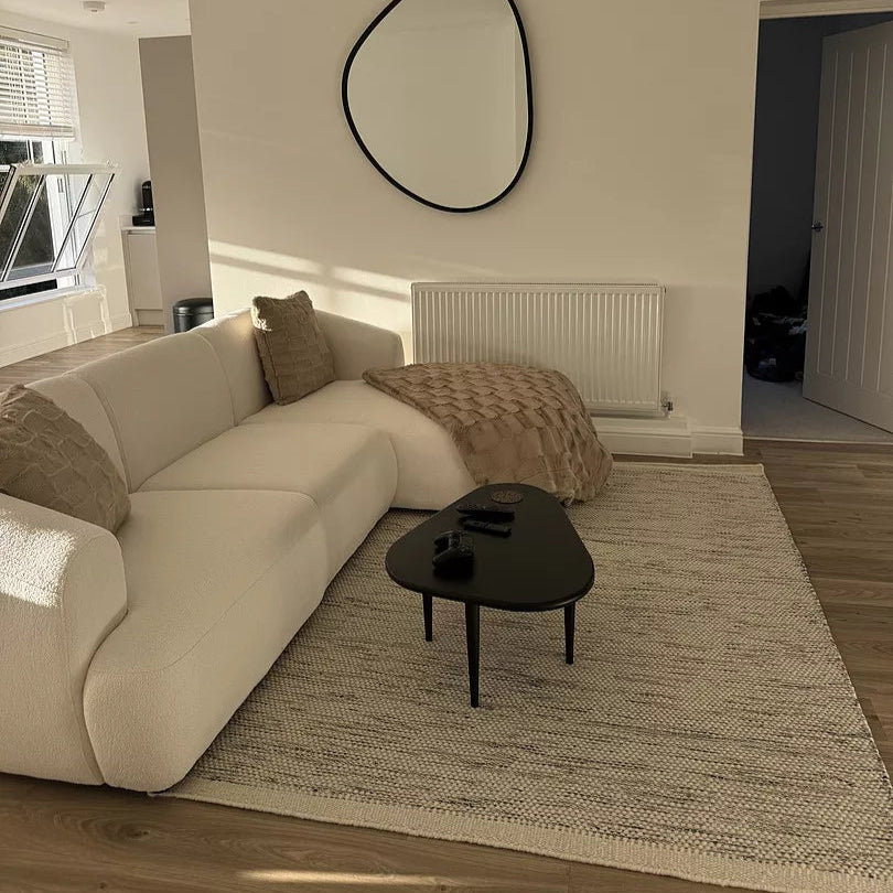 Nathalia Chaise Corner Sofa - Chalk White Boucle - Laura James 