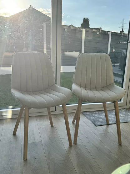 Bella Cloud Grey Dining Chairs -  Set of 2 - Whitewash Oak Legs - Laura James 