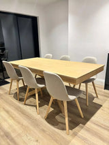 Ellis Dining Chairs - Set Of 2 - Soft Beige with Whitewash Oak Legs - Laura James 