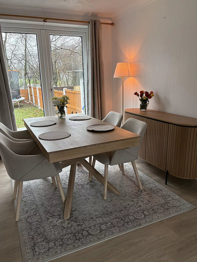 Freya Oatmeal Dining Room Armchair - Whitewash Oak Legs - Laura James