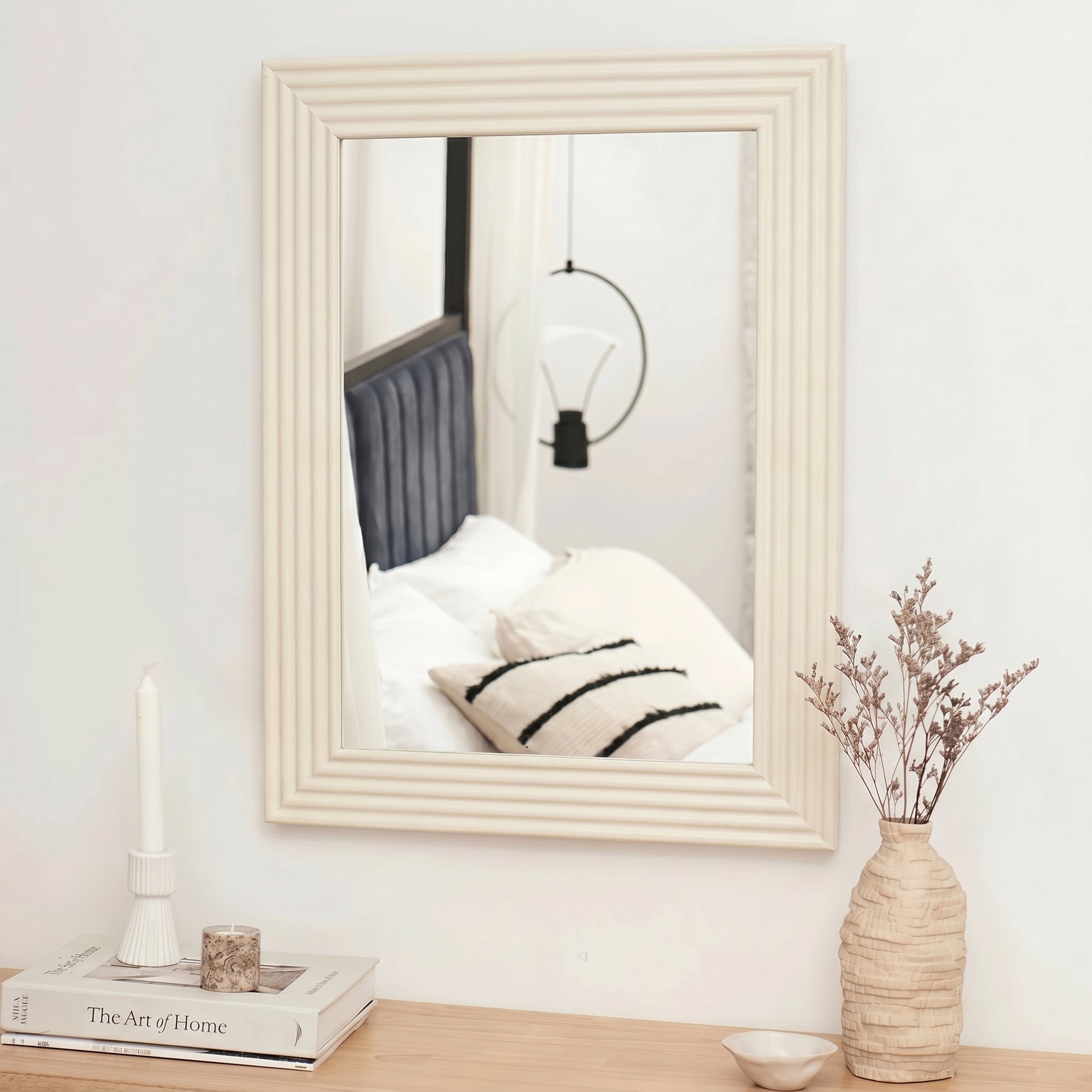 Orkney 100x70cm Wooden Mirror - Oatmeal - Laura James 