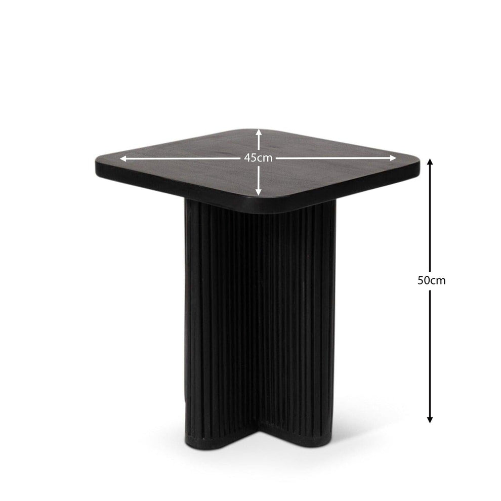 Orla Wooden Square Side Table - Jet Black - Laura James