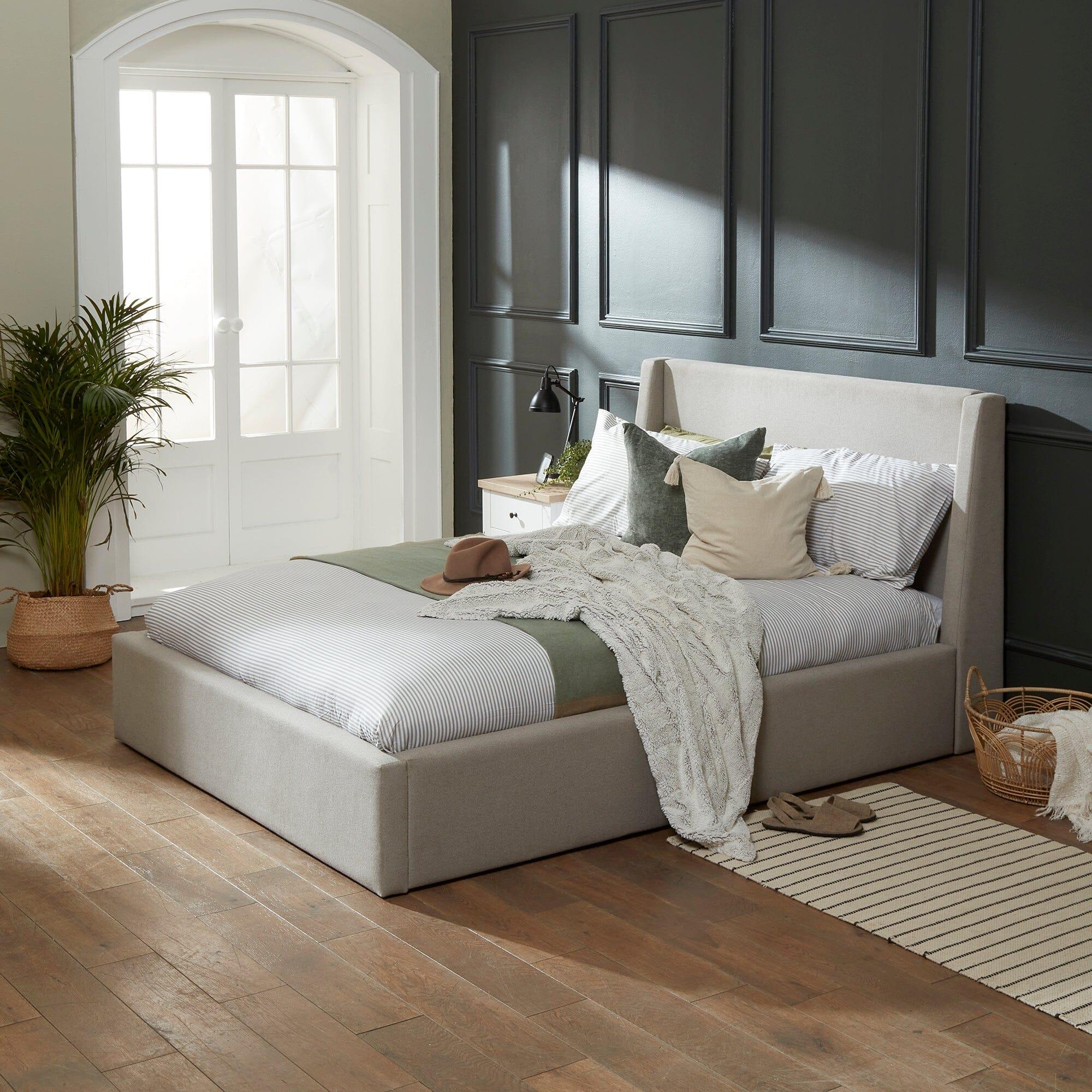Otto Grey Double Ottoman Bed Twill Laura James Otto Grey Double Ottoman Bed Twill Laura James