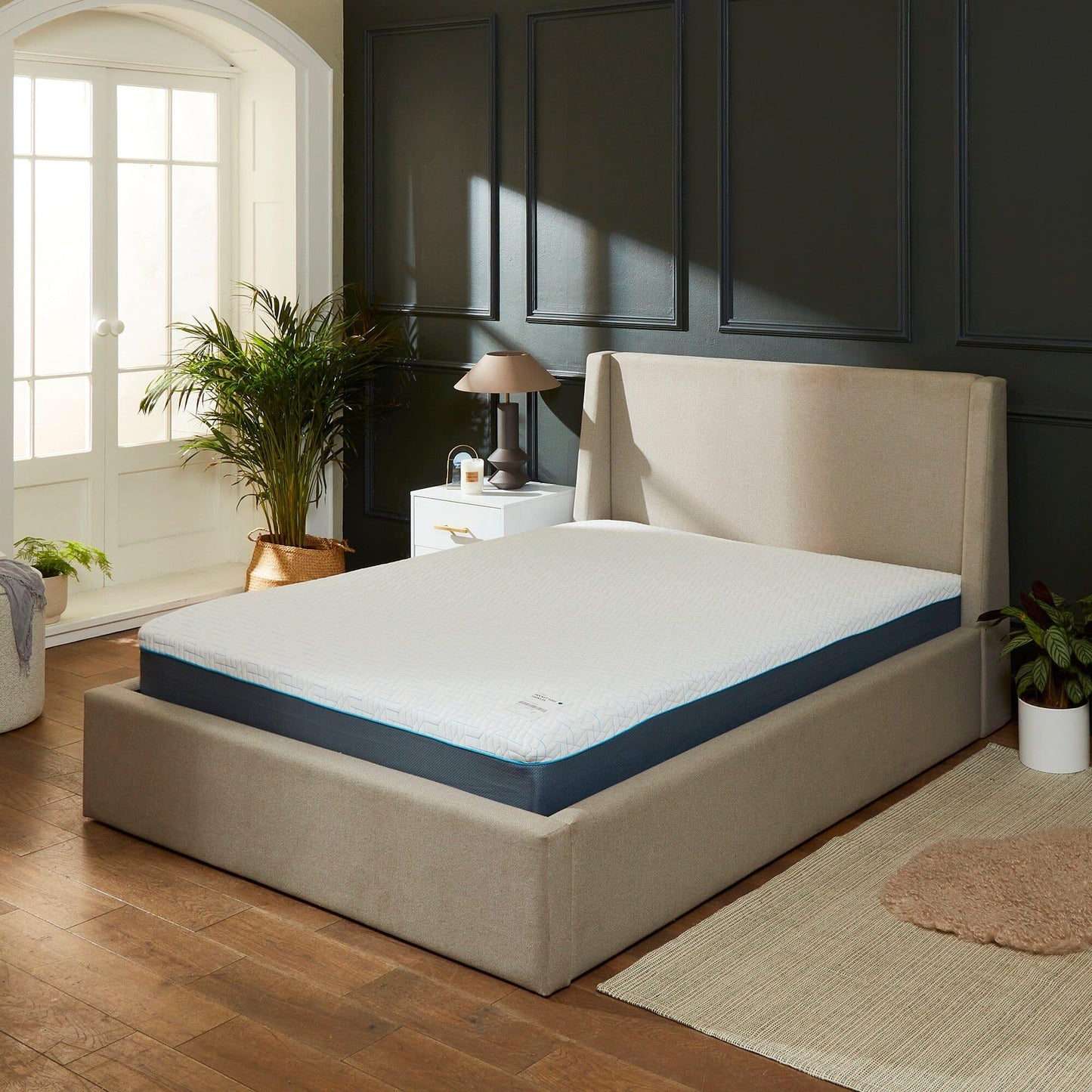 Otto King Size Ottoman Bed and Mattress Set - Fossil Woolly Twill - Laura James