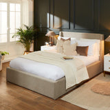 Otto King Size Ottoman Bed - Fossil Woolly Twill - Laura James