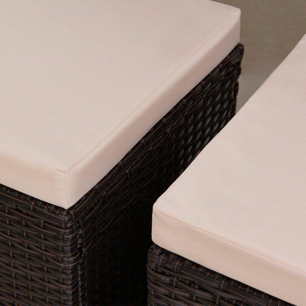 Outlet - 10 Seater Rattan Cube Outdoor Dining Set - Brown Weave - Laura James