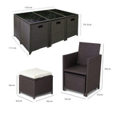 Outlet - 10 Seater Rattan Cube Outdoor Dining Set - Brown Weave - Laura James