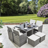 8 seater cube dining set - grey weave - Laura James