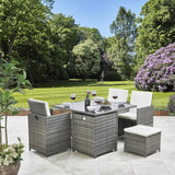 8 seater cube dining set - grey weave - Laura James