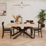Amelia Whitewash wood extendable dining table - black legs