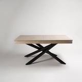Amelia 8-10 seat extendable dining table - whitewash top with black legs