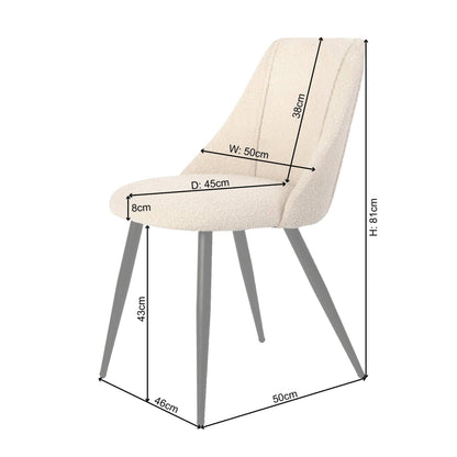 Amy Dining Chair - set of 2 - Boucle with Black Legs